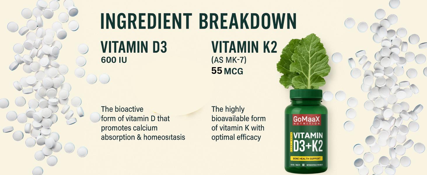 Vitamin D3 K2 MK7, 120 Veg Tablets