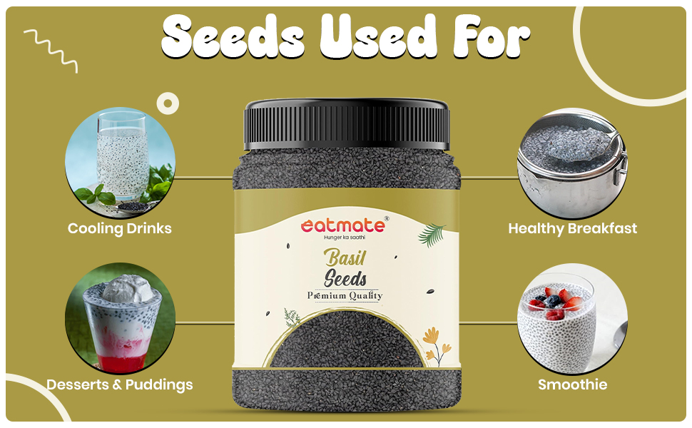 Eatmate Basil Seeds 250g | Raw Sabja Seeds for Eating