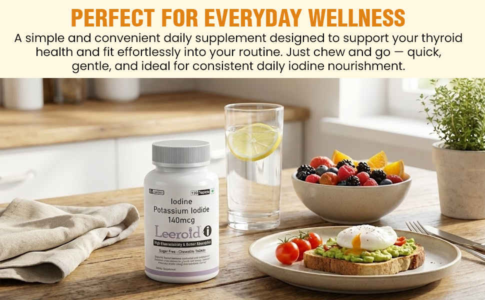 i (LeeWell) Chewable Iodine Supplements | Potassium iodide tablets | Thyroid Support, Boosts Metabolism, Energy, Immunity & Mental Clarity - 120 Tablets sugar-free