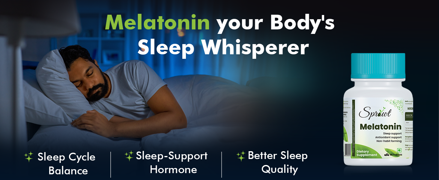 Sprowt Melatonin 10mg Sleeping Tablets | Sleep Supplement, Antioxidant Support & Non-Habit Forming - 30 Veg Tablets