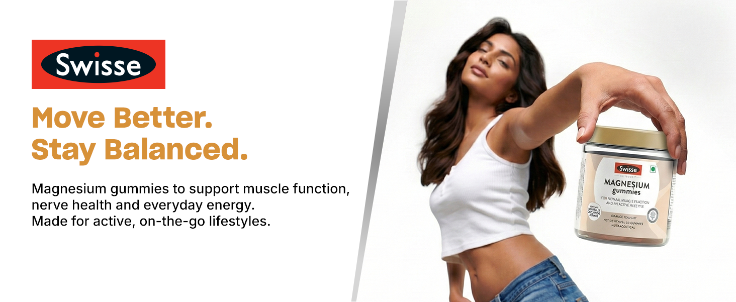 Swisse Magnesium Gummies (Sugar-Free) Supports Muscle Recovery, Sound Sleep & Stress Relief - Australia's No. 1 Magnesium Supplement (Orange Flavor, 60 Gummies)