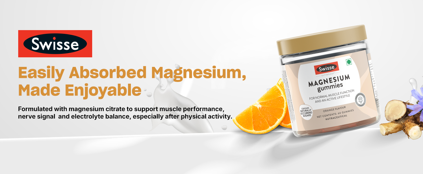 Swisse Magnesium Gummies (Sugar-Free) Supports Muscle Recovery, Sound Sleep & Stress Relief - Australia's No. 1 Magnesium Supplement (Orange Flavor, 60 Gummies)