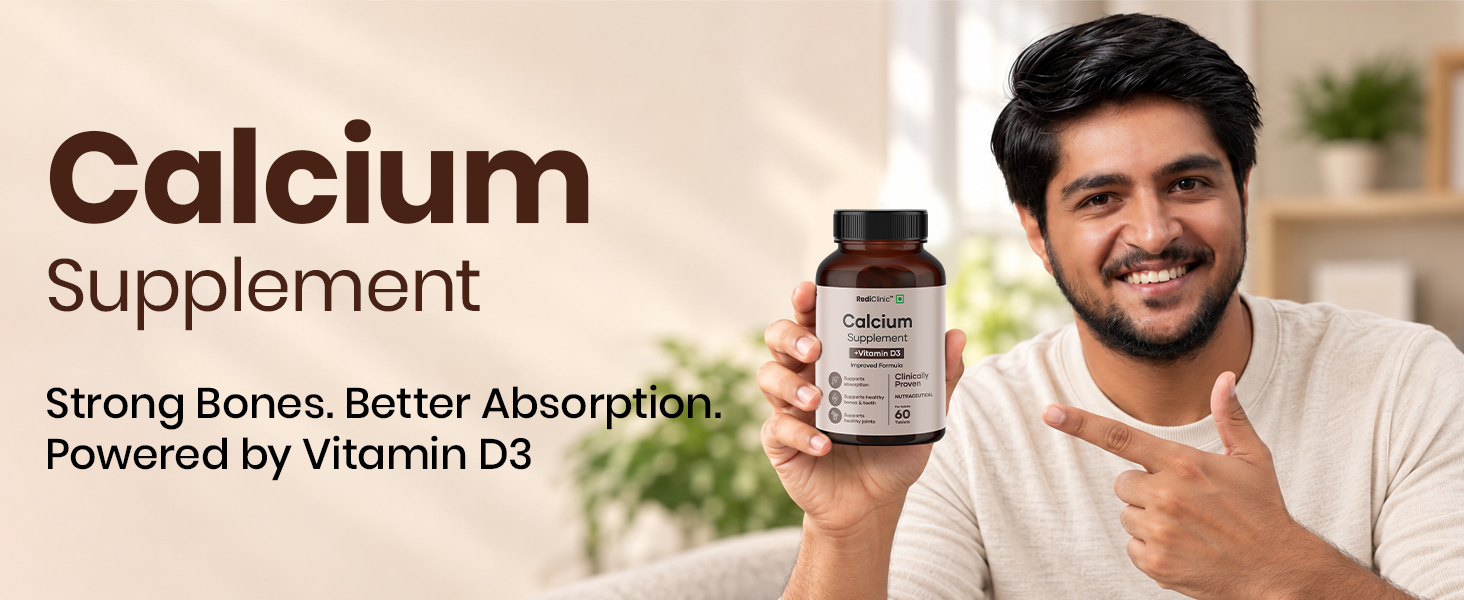 Calcium with Vitamin D3 Tablets for Men and Women | Stronger Bones, Muscles, Joints and Teeth | Helps Maintains Bone Density | Supports Immune System | 60 Tablets - 30 Day Pack