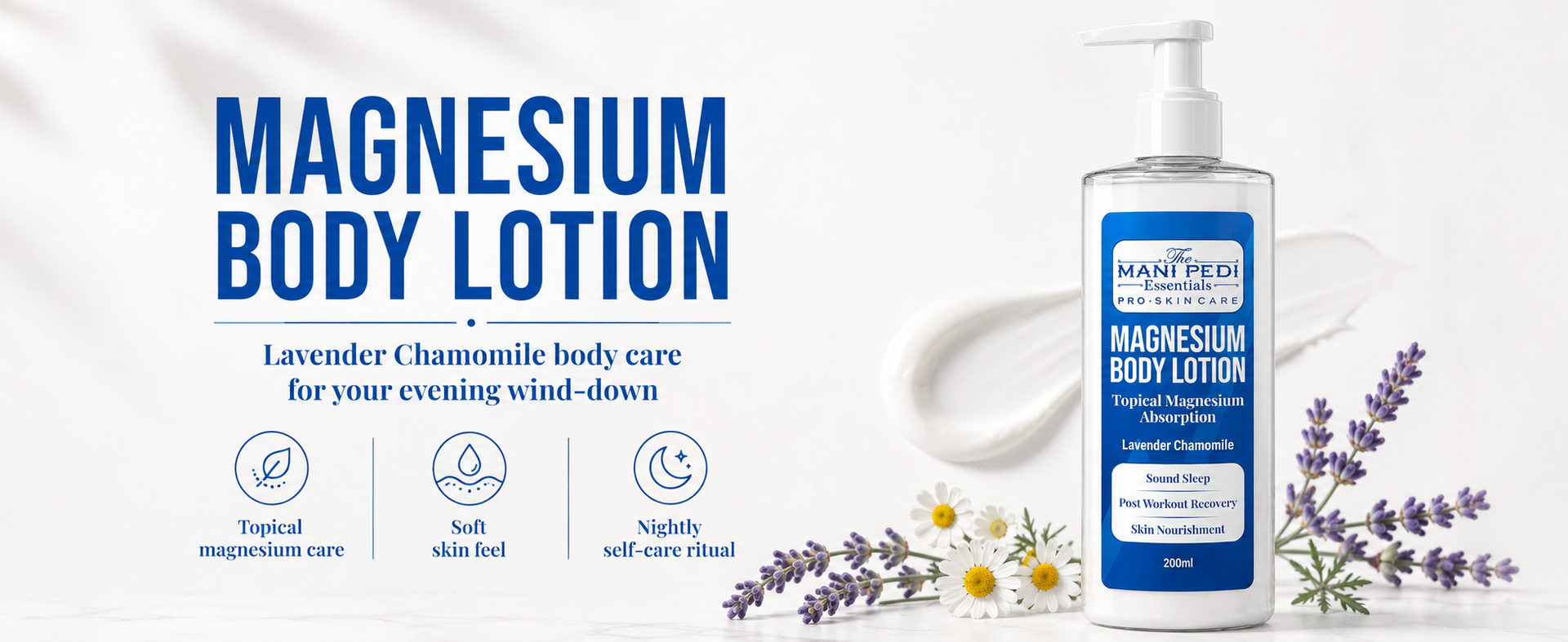 TMPE Magnesium Body Lotion. Transdermal Magnesium Supplement for Sound Sleep & Post Workout Muscle Recovery. Spasms, Cramps Recovery & Skin Nourishment - 200ml