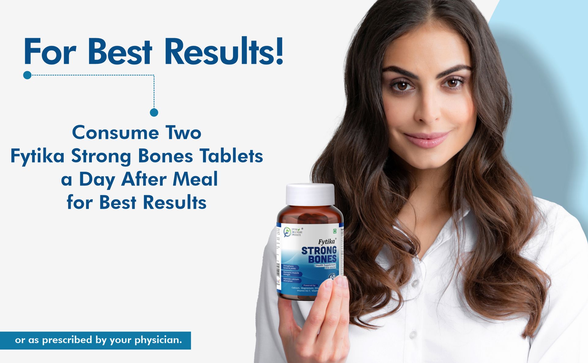 Fytika Strong Bones - Set of 3 (180 Tabs) | Calcium 1000mg + Vitamin D3 400IU Supplement with Magnesium,Zinc,Coper & Vitamin K2 for Complete Bone,Joint & Muscle Health - Women and Men