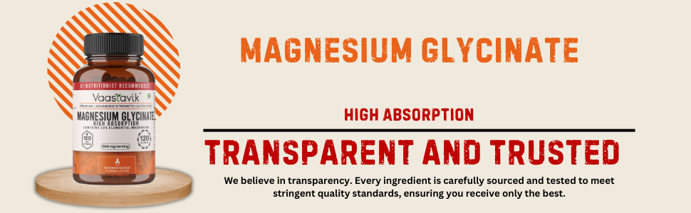 Vaastavik Magnesium Glycinate Supplement 120 Veg Capsules