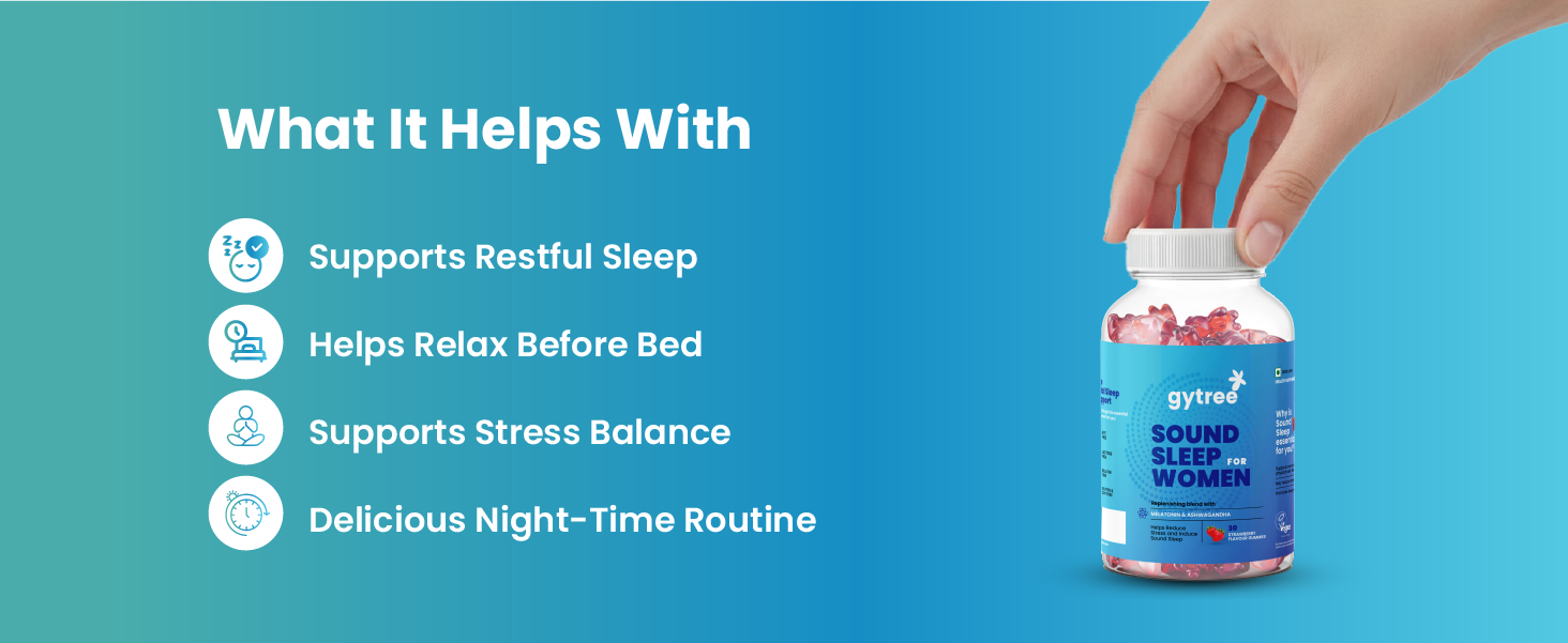 Gytree Iron & Sleep Gummies for Women | SunActive Fe for Haemoglobin & Immunity | Melatonin & Ashwagandha for Restful Sleep & Stress Relief | Pregnancy Safe, Non-Addictive | 100% Vegan | Pack of 30+30