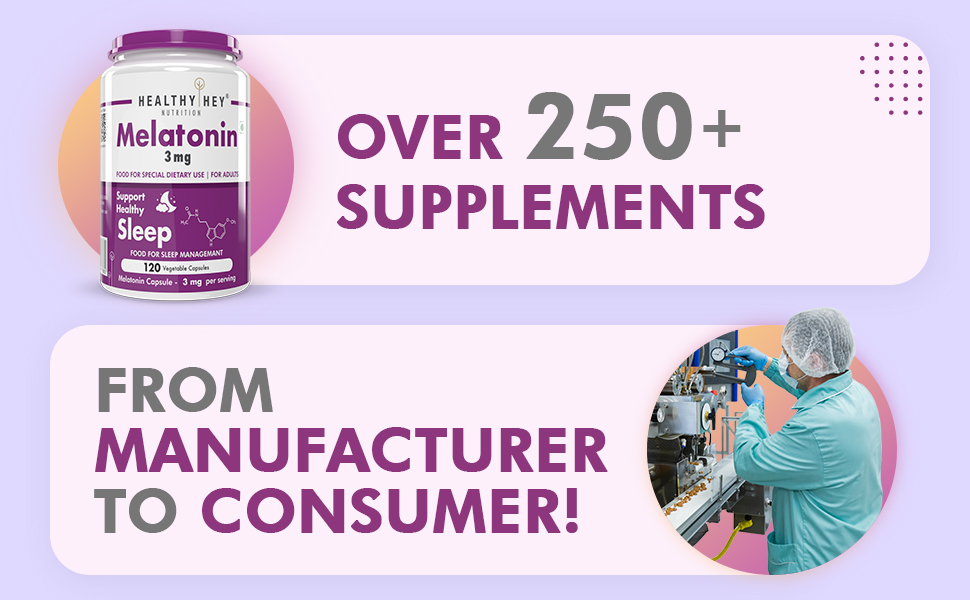 HealthyHey Nutrition Melatonin 3mg, 120 capsules & Magnesium Glycinate 120 capsules