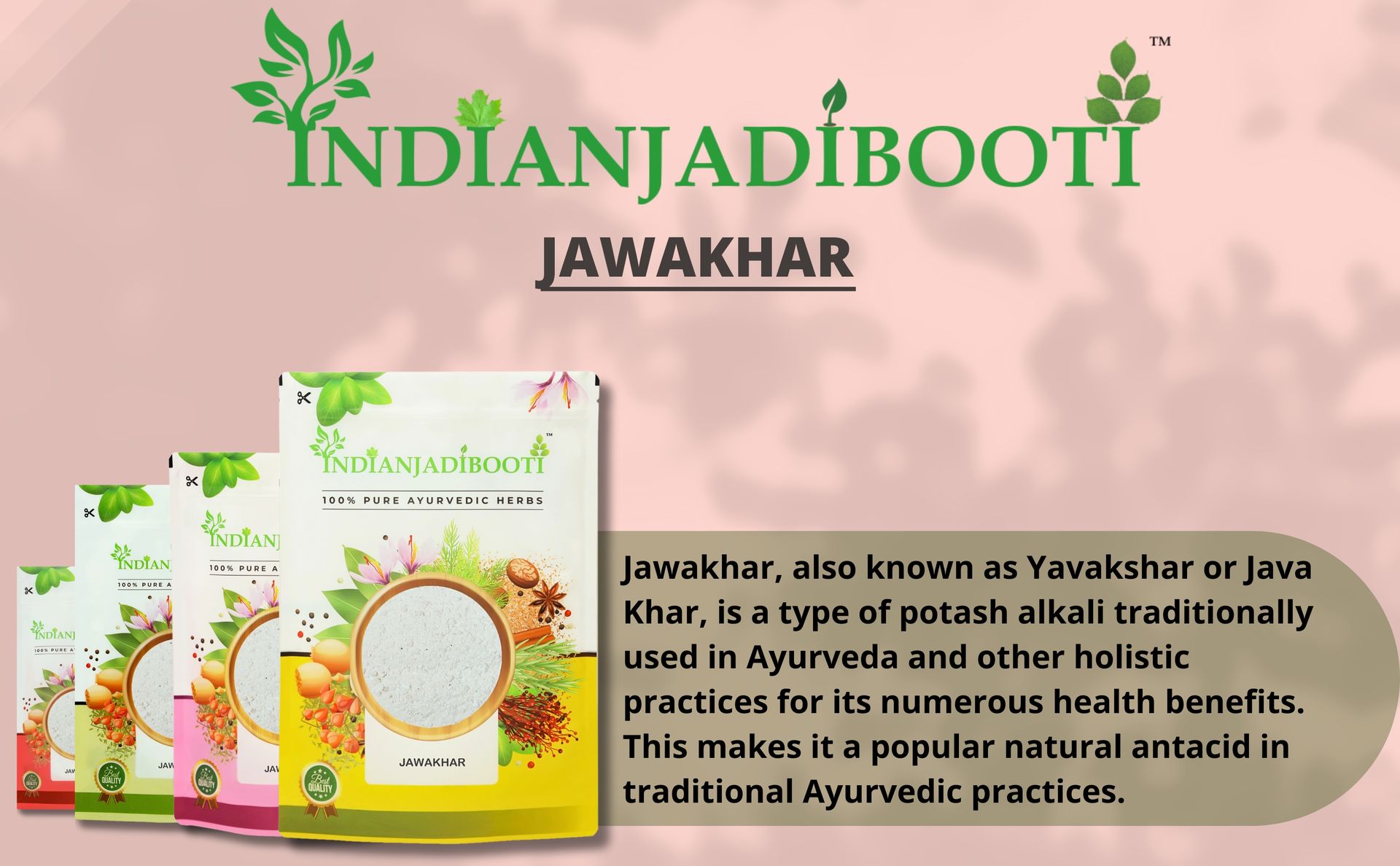 IndianJadiBooti Jawakhar Powder (Yavakshar) | 2 Pack of 400g (Total=800g) | Food Grade Pearl Ash (Potash) | Pure Potassium Carbonate | Traditional Alkaline Agent for Culinary & Ayurvedic Wellness