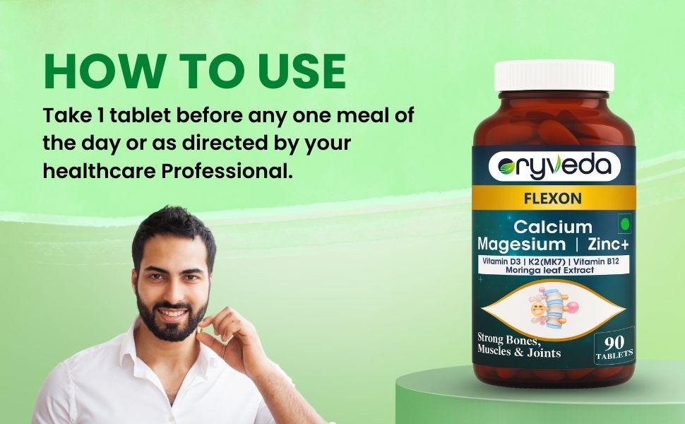 Calcium Magnesium Zinc Tablets with Vitamin D3 & B12 | Bone & Muscle Support Supplement for Daily Wellness | Supports Joint Health | Men & Women | 90 Veg Tablets