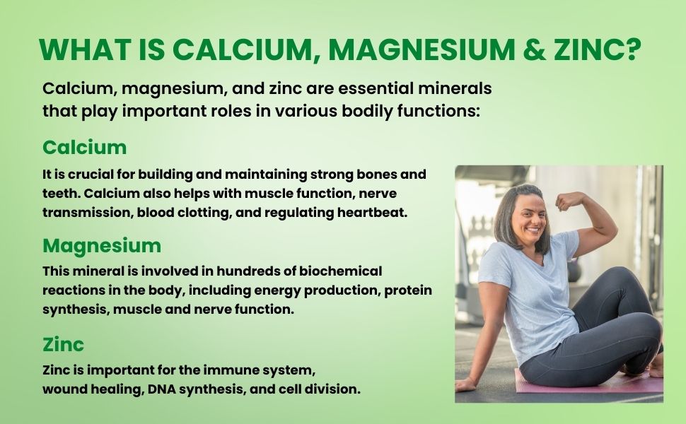 Calcium Magnesium Zinc Tablets with Vitamin D3 & B12 | Bone & Muscle Support Supplement for Daily Wellness | Supports Joint Health | Men & Women | 90 Veg Tablets