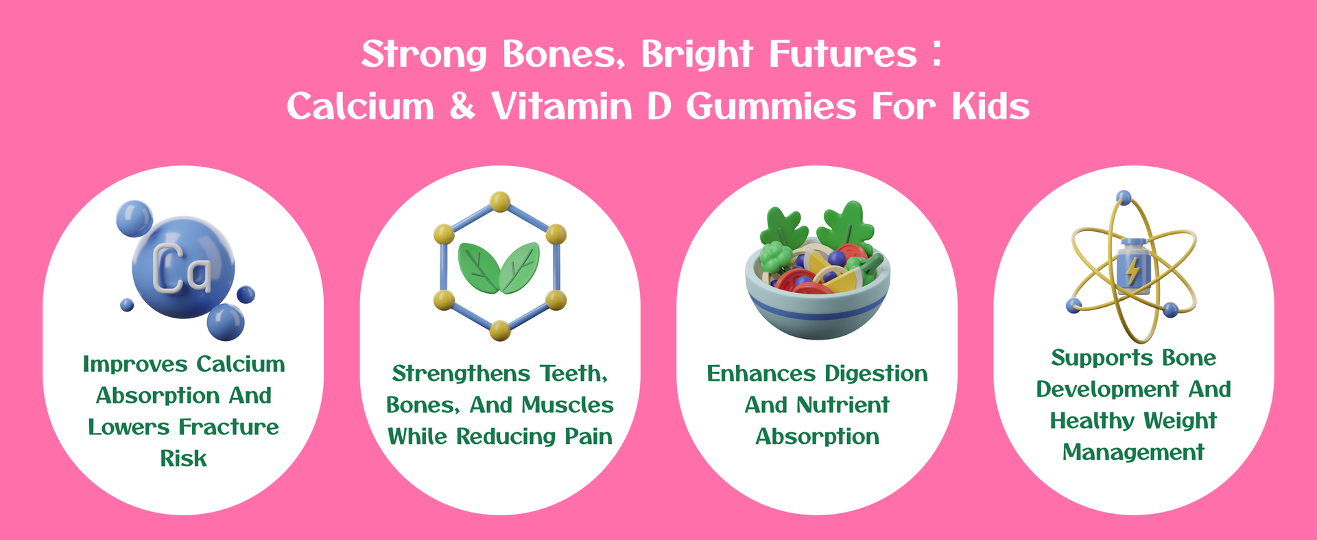 Kids Calcium & Vitamin D Gummy 2 pack| 60 X 2Gummies | For Healthy Bones, Stronger Teeth, and Growth | Delicious Mango & Strawberry Flavor | Certified Vegan by the Vegan Society of UK