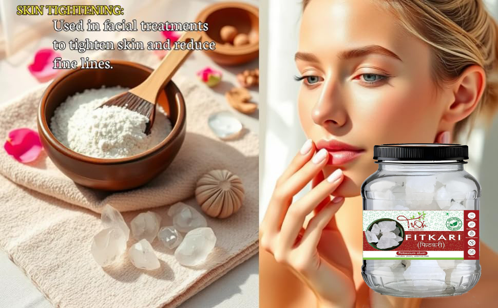 Fitkari Natural Potassium Alum Crystal, Raw, Multi-Purpose for Beauty and Hygiene,Alum Stone for Face | Fitkari Stone for Skin Tightening, Water Purification, Shaving & Teeth Care | Premium White Crystals Fitkiri Alum | Gentle & Effective Pack of (400 g)