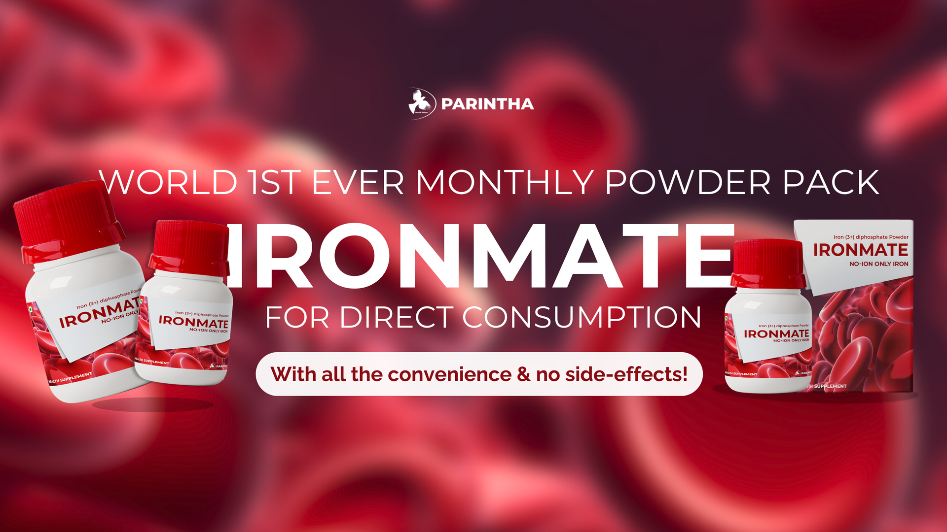 Powder High Stamina Iron Supplement for Workout & Athletics | Consume Directly or Blend with Food / Drink / Workout Formula I Patent-Filed Clinically Proven I Small Dose I Max Absorption | 2 Months' Pack I First-of-its-Kind Waterless Formula