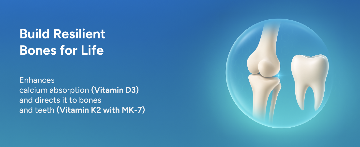 Tata 1mg Vitamin D3 + K2 (MK-7) | Supports Stronger Bones, Immunity & Calcium Absorption | 600 IU Vitamin D3 + 55 mcg K2 | Lichen Sourced, 100% Veg (60 Tablets)