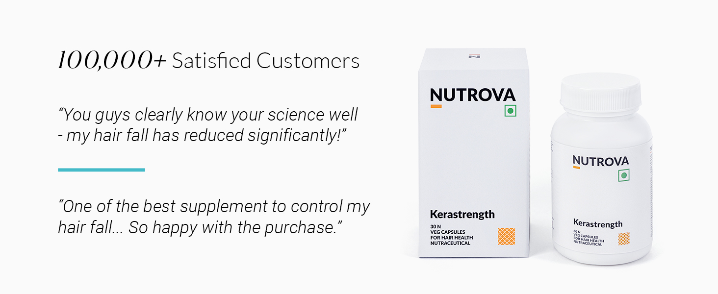 NUTROVA Kerastrength For Unisex (60 Capsules-Pack Of 2) With Biotin-Prevents Hair-Fall,Builds,Strengthens & Grows Hair With Vitamins A,C,D3,B-Complex,Lycopene Inhibits Hair-Fall Hormone Dht.,100 grams.