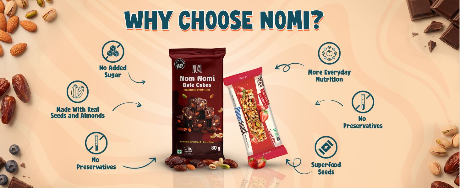 NOMI Strawberry Seed Protein Bar, 7.6g Protein, 5.5g Fibre, 5 x 35g