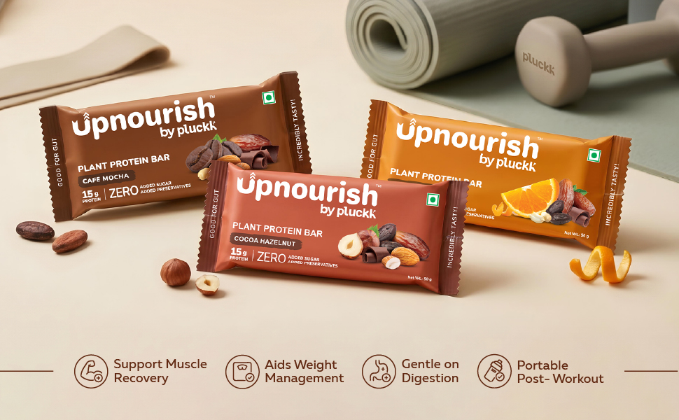 Chocolate Orange Protein Bar - No Refined Sugar (Pack of 6) | 15 g Complete Protein | Upnourish by Pluckk (Cocoa Orange)