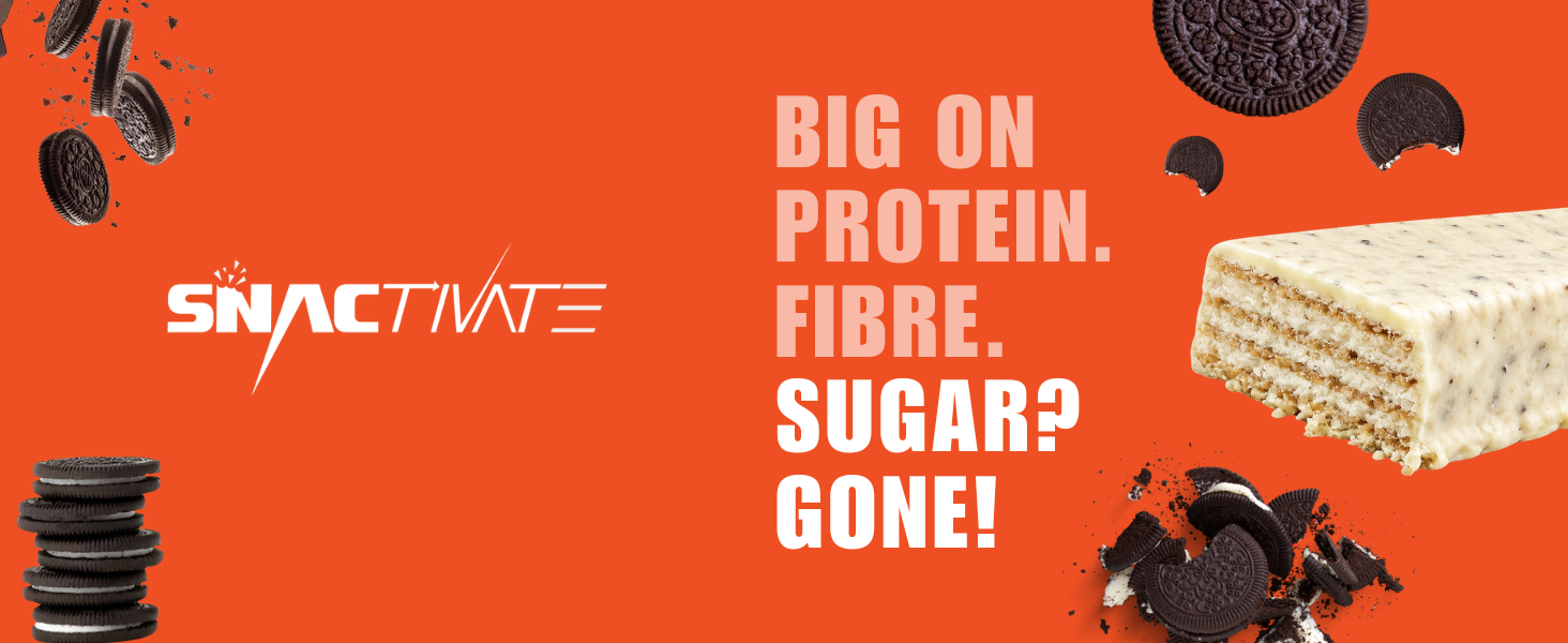 Snactivate India’s 1st Protein Wafer Bar - Cookies & Creme (Pack of 6, 40g Each) | Real Whey | 10g Protein & 10g Fibre | Zero Added Sugar | No Maida | Crunchy & Healthy Snack