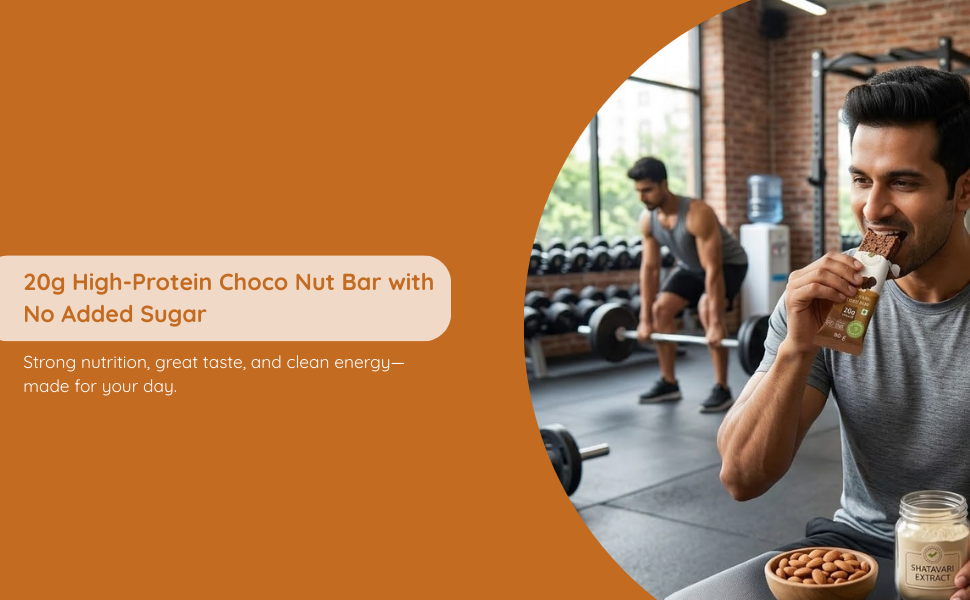 Ayurvedant Choco Nuts Protein Bar, 20g Protein, No Added Sugar, 60g x 6 Pack|From The House Of Baidyanath