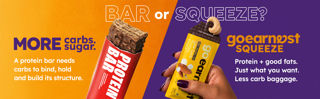 Goearnest Almond Banana Low Carb, High Protein Snack | 9g Protein, 5g Net Carbs | No Added Sugar, High Fibre, Gluten Free | 30g