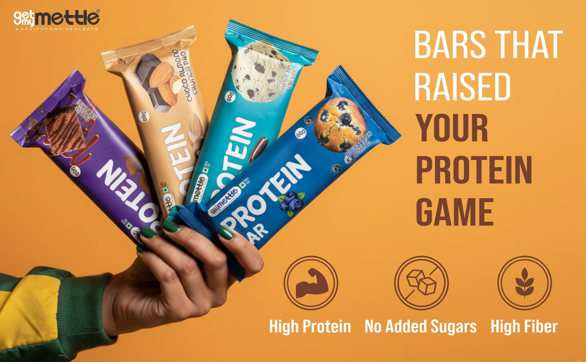 getmymettle Choco Brownie Protein Bars | Each 60g Bar | Protein Bars (360 g, Choco Brownie)