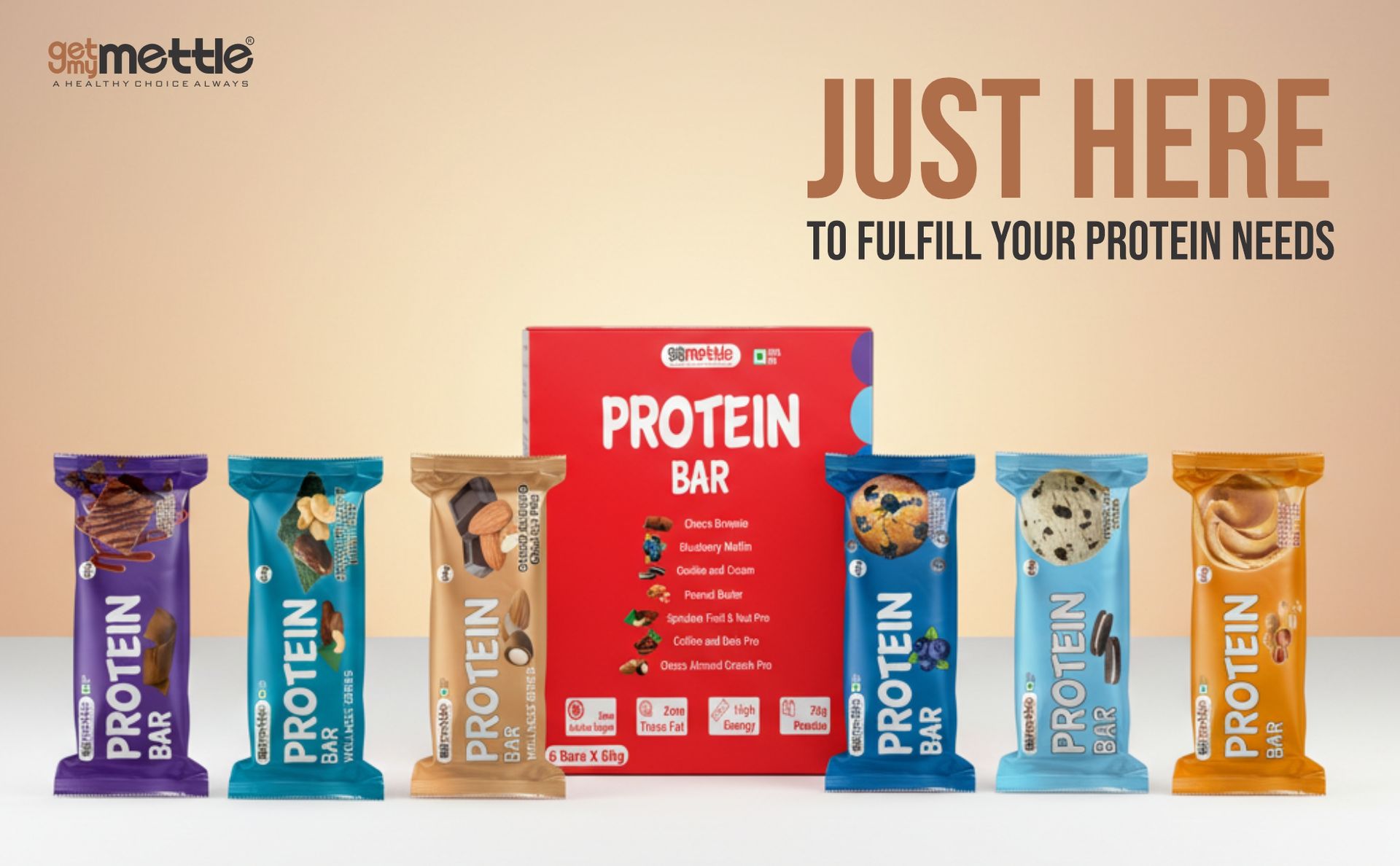 Mettle Assorted Protein bar |Each 60g Bar | All Flavor In one Box | Protein Bars (360g, Assorted Box)