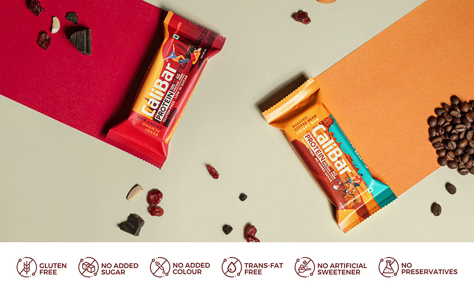 CaliBar 10G Protein Bar - Roasted Coffee Bean Crispy Bar (Pack Of 4)|With Real Coffee, No Added Sugar, Gluten-Free, 4G Fiber, Delicious Taste & 100% Veg.|Guilt-Free Snacking (40Gm X 4 Bars)