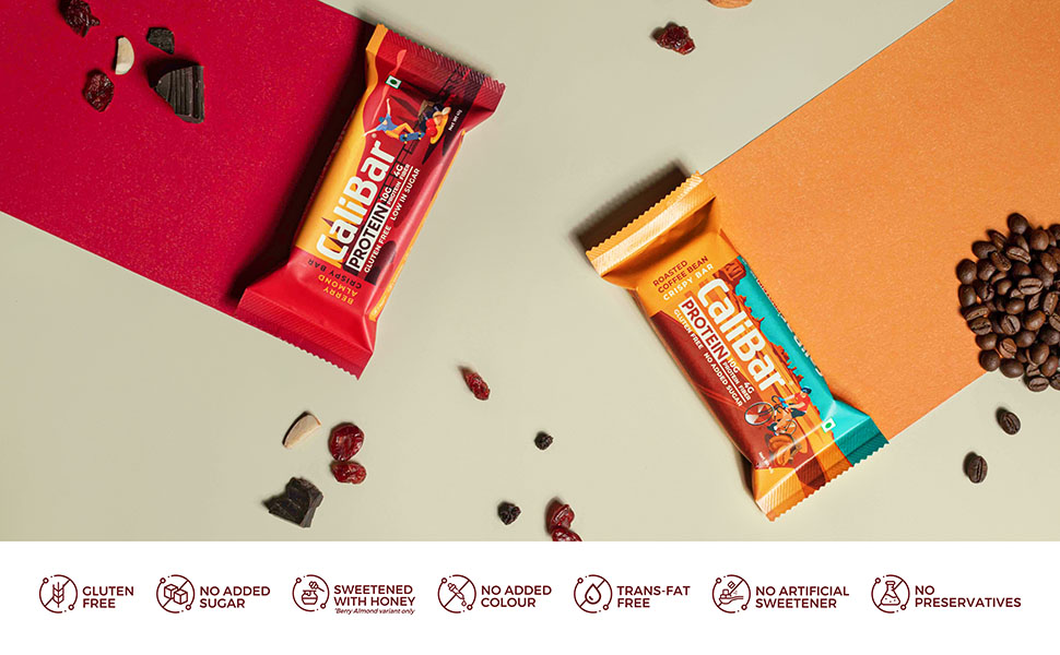 CaliBar 10g Protein Bar - 6 Berry Almond + 6 Bars Roasted Coffee Bean + Assorted Pack 2 Berry Almond & 2 Roasted Coffee Bean & 2 Choco BlueBerry (Pack of 18) Gluten-Free, 4g Fiber (40g x 18)