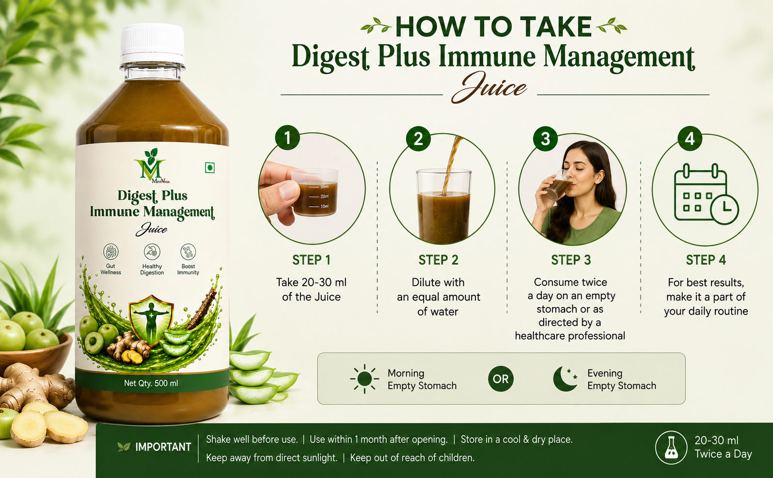Mint Veda Digest Plus Immune Management Juice - 500ml