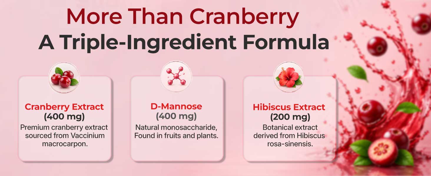 INLIFE Cranberry D-Mannose Hibiscus Supplement, 60 Veg Caps (Pack of 2)