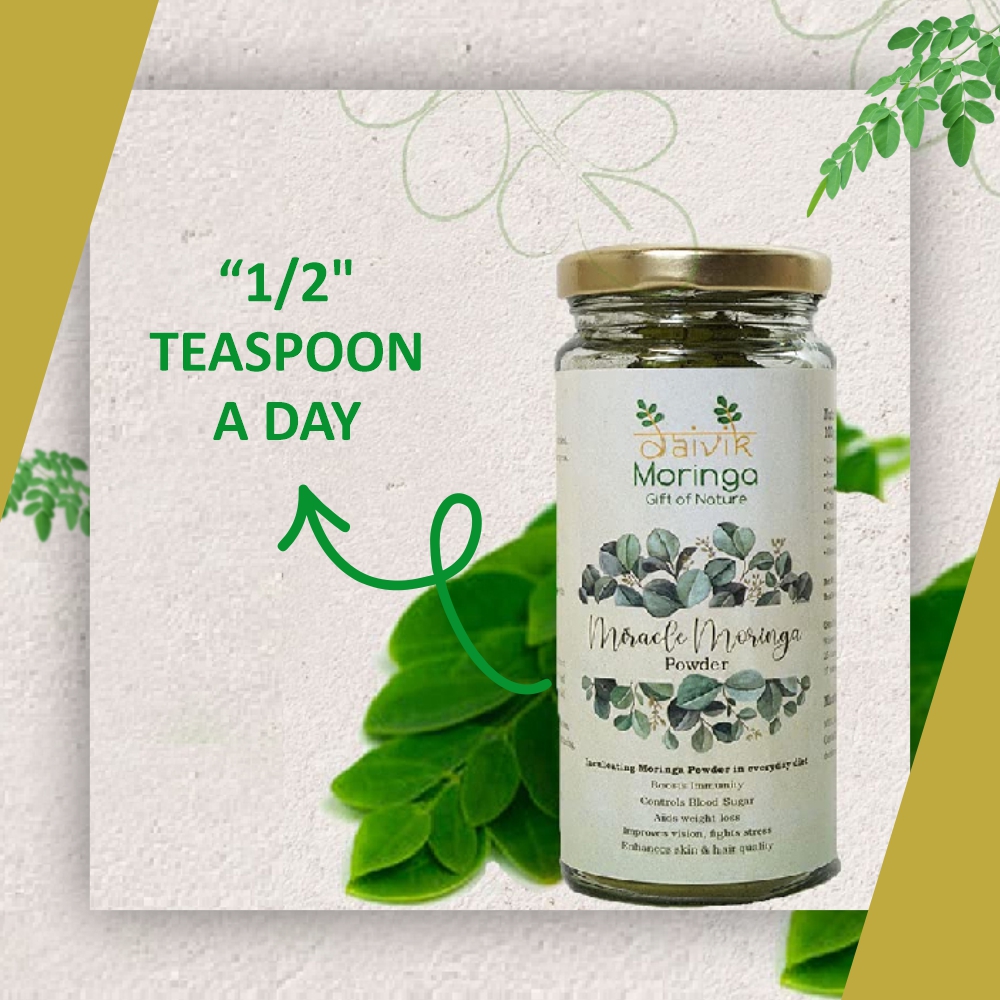 Daivik Moringa Miracle Moringa Powder, Dried leaf powder, Plant Based, Rich in Antioxidants, Superfood (120 grams)