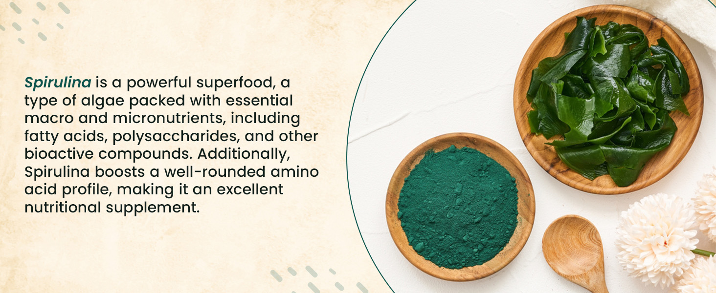 Neuherbs Spirulina 1000mg Per Serving - 120 Tablets | Boost Energy, Immunity & Metabolism | Supports Weight Management |