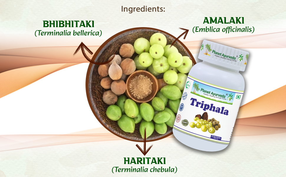 Planet Ayurveda Triphala Capsules, 60 Capsules | Ayurvedic Digestive Support Supplement | Natural Gut Cleanse & Colon Health Formula | Herbal Blend of Haritaki, Bibhitaki & Amla