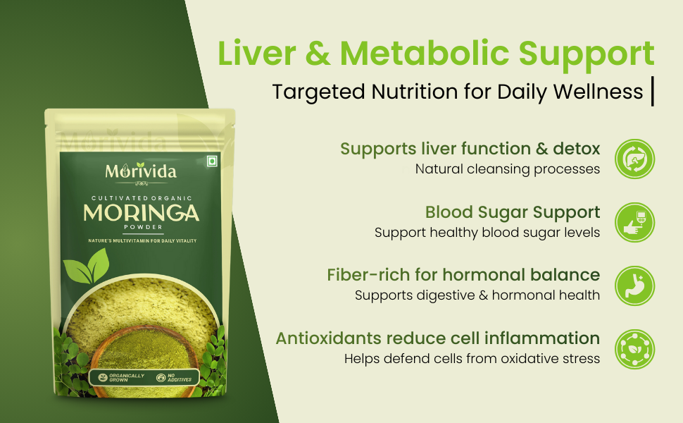 Moringa Powder 100g | 100% Pure Organic Moringa Leaf Powder | Rich in Iron & Immunity Booster | No Additives | Morivida