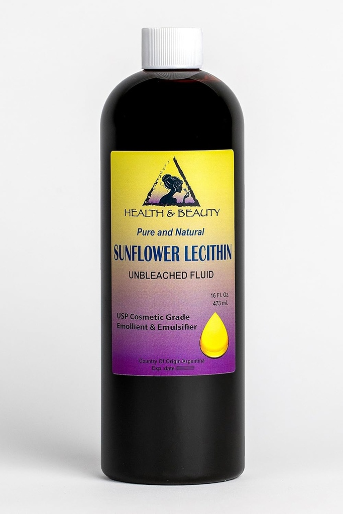 Lecithin Sunflower Unbleached Fluid Liquid Emulsifier Emollient Stabilizer Pure 16 oz 2