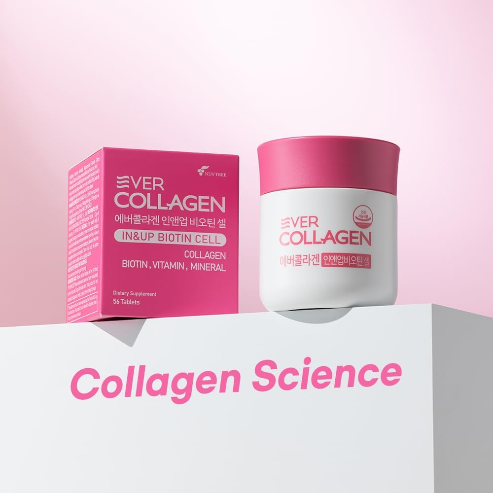 Ever Collagen in&UP Biotin Cell, Low Molecular Marine Fish Collagen Peptides Tablets with Vitamin Selenium Supplements - Healthy Skin, Hair, Nail for Women - Antioxidant Supplement 4