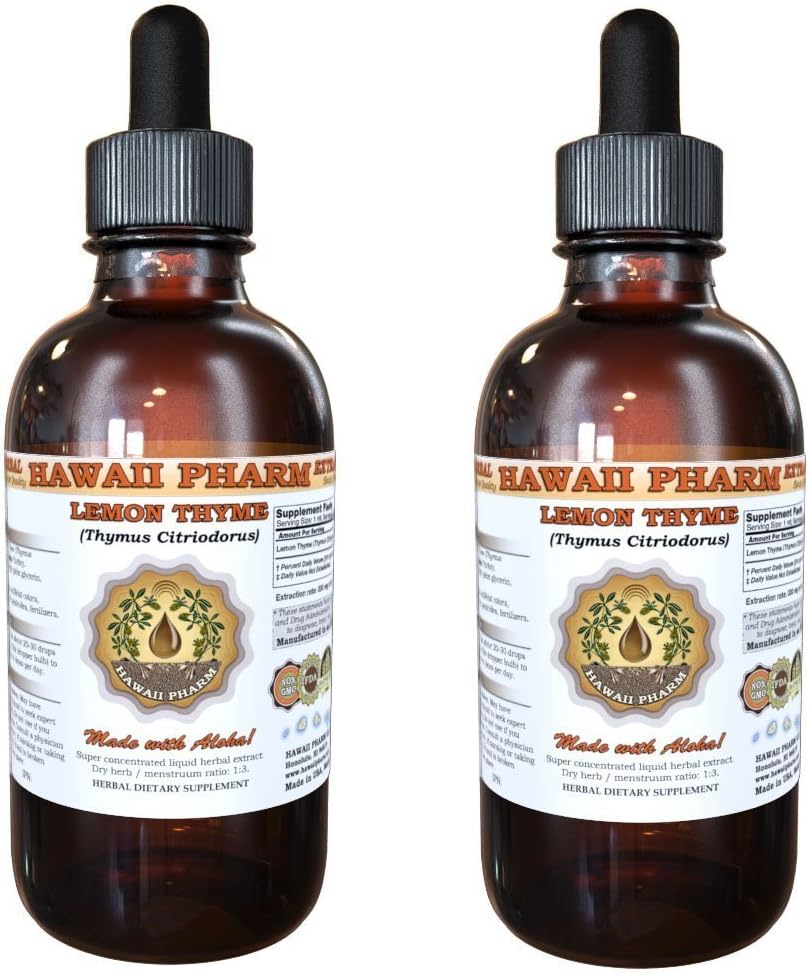 Lemon Thyme Liquid Extract, Lemon Thyme (Thymus Citriodorus) Dried Leaf Tincture Supplement 4x4 oz 6