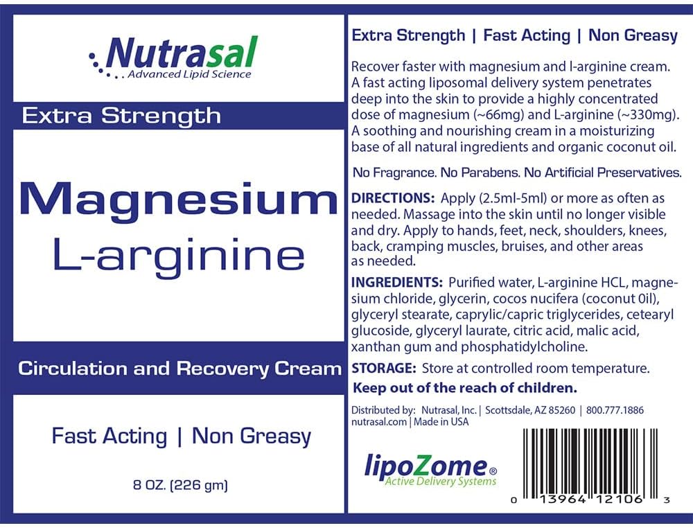Nutrasal Magnesium L-Arginine Cream - 8oz 5