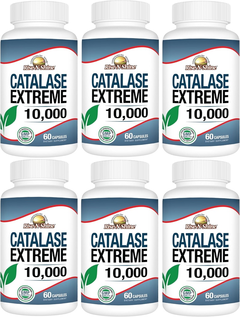 Rise-N-Shine Catalase Extreme Supplement 10,000 with Saw Palmetto, Biotin, Fo-Ti, PABA - Hair Supplements for Strong Hair - 360 Capsules - Pack of 6 (180-day Supply) 2