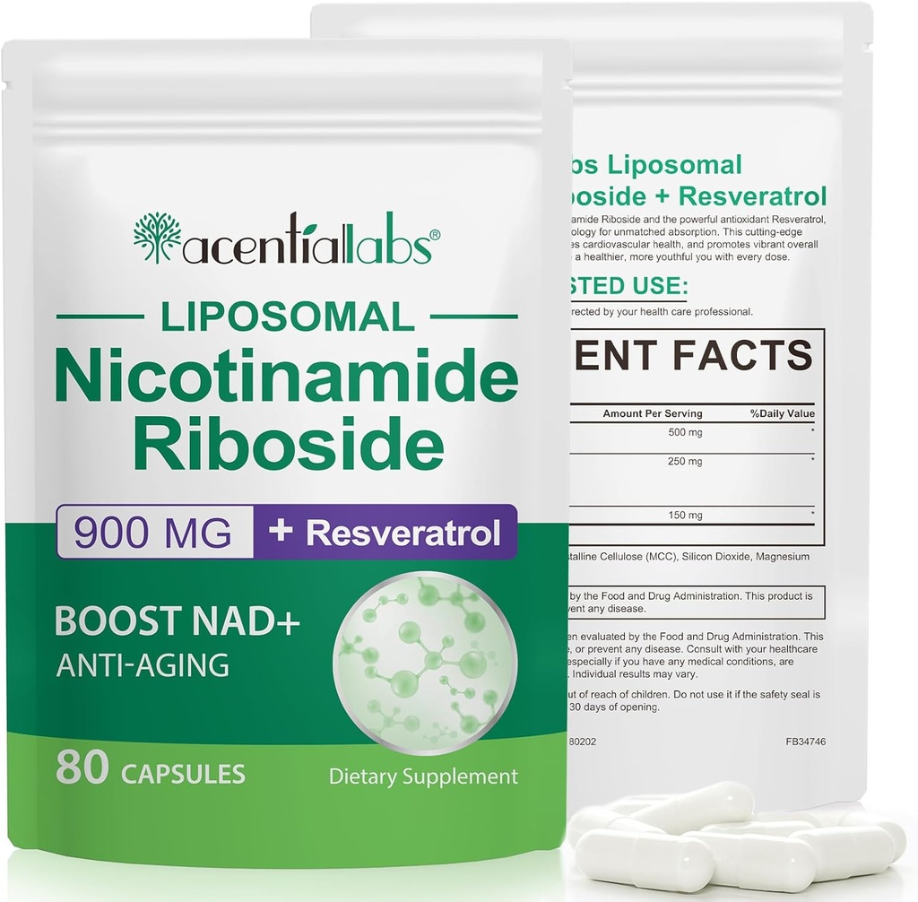 NAD+ Supplement for Anti Aging and Cell Regeneration, 900mg NAD Supplement, Liposomal Nicotinamide Riboside, Support Cellular, Muscle & Energy, NMN Supplement Alternative 80p 2