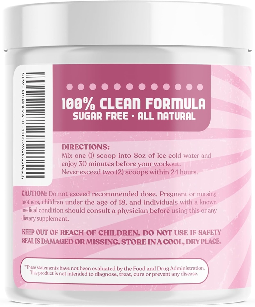 That Girl Pre Workout for Women - Slay Your Gym Sesh with Pure Fire Energy & Mega Pumps - 100% Natural & Clean - Delish Peach Flavor - 30 Servings 4