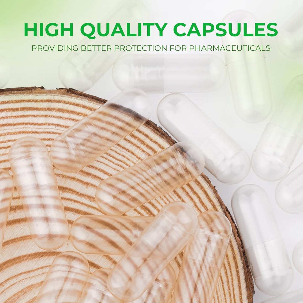 Empty Vegan Capsules Size 2 Plant Based Clear (500 Count) Gluten Free, Non-GMO, Halal Certified Pill Caps Filling Kit with 2 Spoons for Vegetarian DIY Your Own Supplements 3