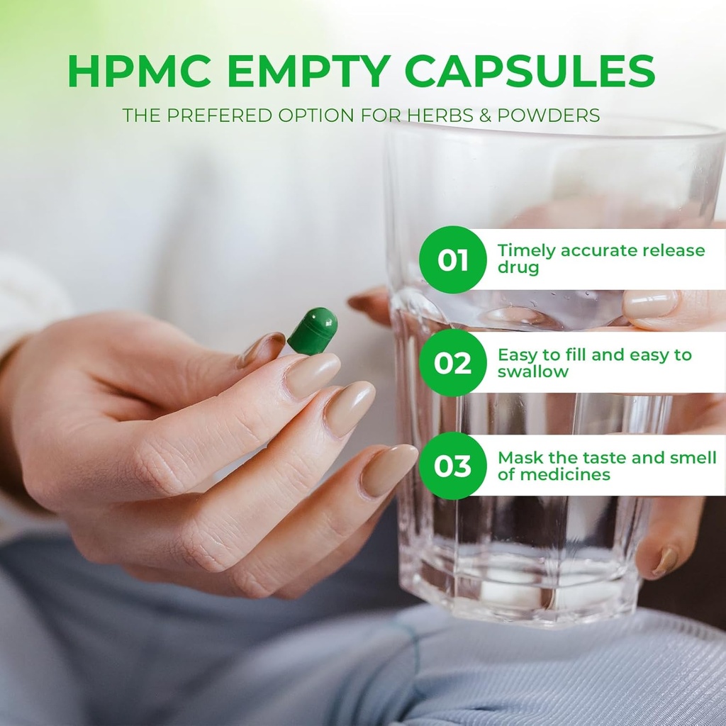 Empty Vegan Capsules Size 2 Plant Based Clear (500 Count) Gluten Free, Non-GMO, Halal Certified Pill Caps Filling Kit with 2 Spoons for Vegetarian DIY Your Own Supplements 5