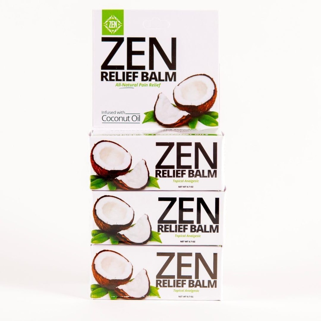 ZEN Relief Balm® with Coconut Oil & 11 Essential Oils- Relieves Muscle Pain, Spasms, Cramps, Headaches and Backache, Moisturizing - 0.7 oz (Pack of 1) 3