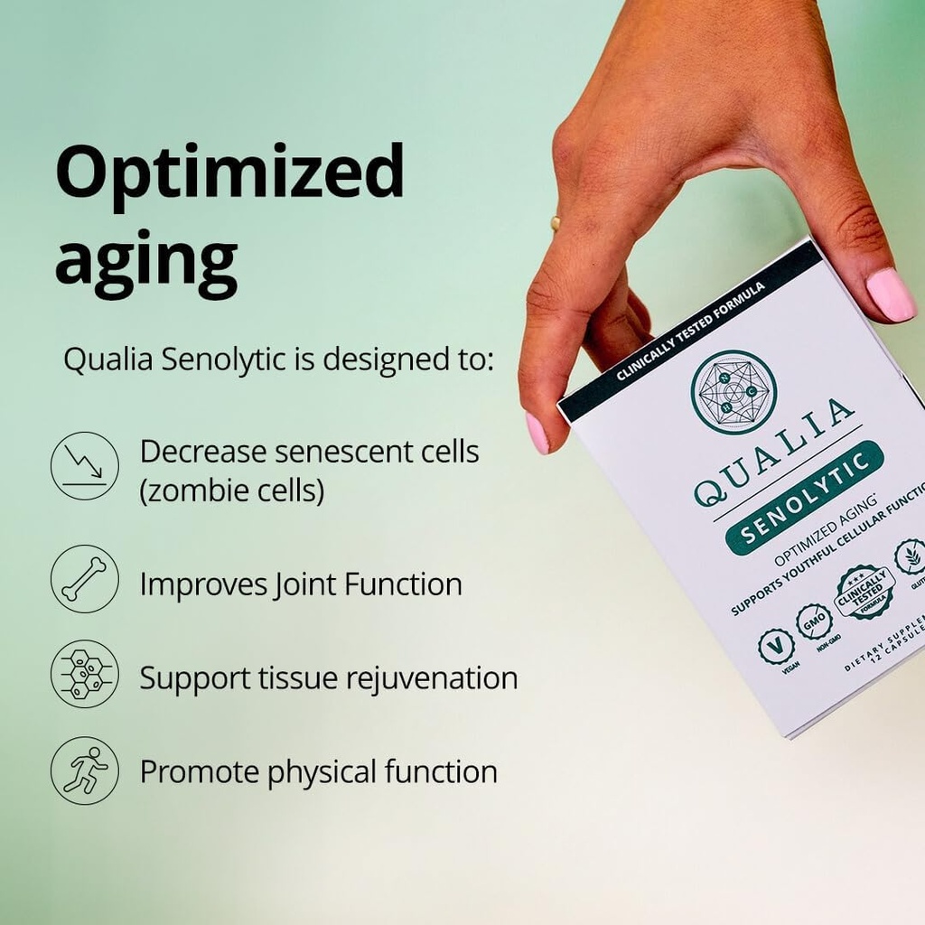 Qualia Senolytic Supplement, Fisetin, Quercetin, Piperlongumine & More, Aging Supplement That Supports Optimal Cell Repair & Rejuvenation, Naturally Eliminate Zombie Cells, Capsules, 2 Box 6
