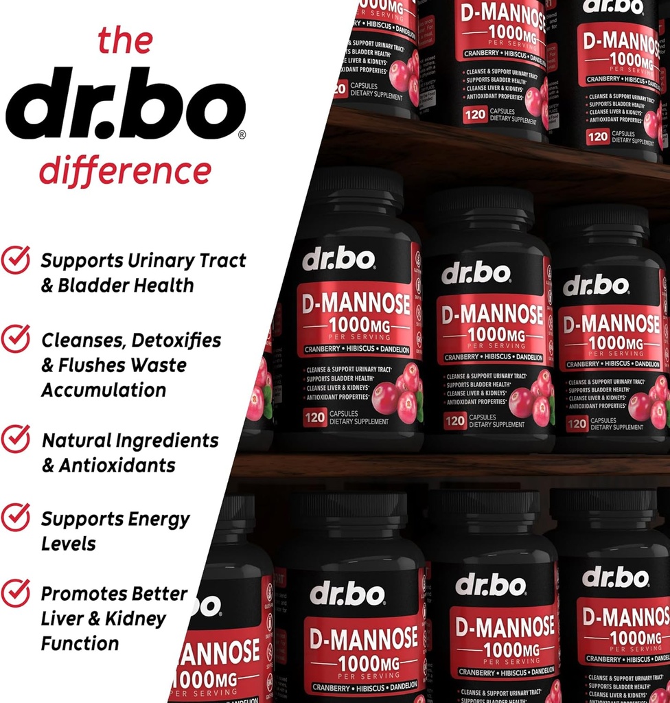 Kidney Support Supplement & D Mannose - Organic Kidney Bladder Supplements Drops & Natural D-Mannose 500mg Capsules - Cranberry Renal Cleanse Detox Flush & Urinary Tract Cleanse Health Supplement 6