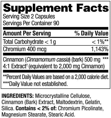 Generic Spring Valley Cinnamon Plus Chromium, 1,000 mg, 180 Count Capsules - Natural Dietary Supplement for General Wellness & + Sticker Dri Store 3