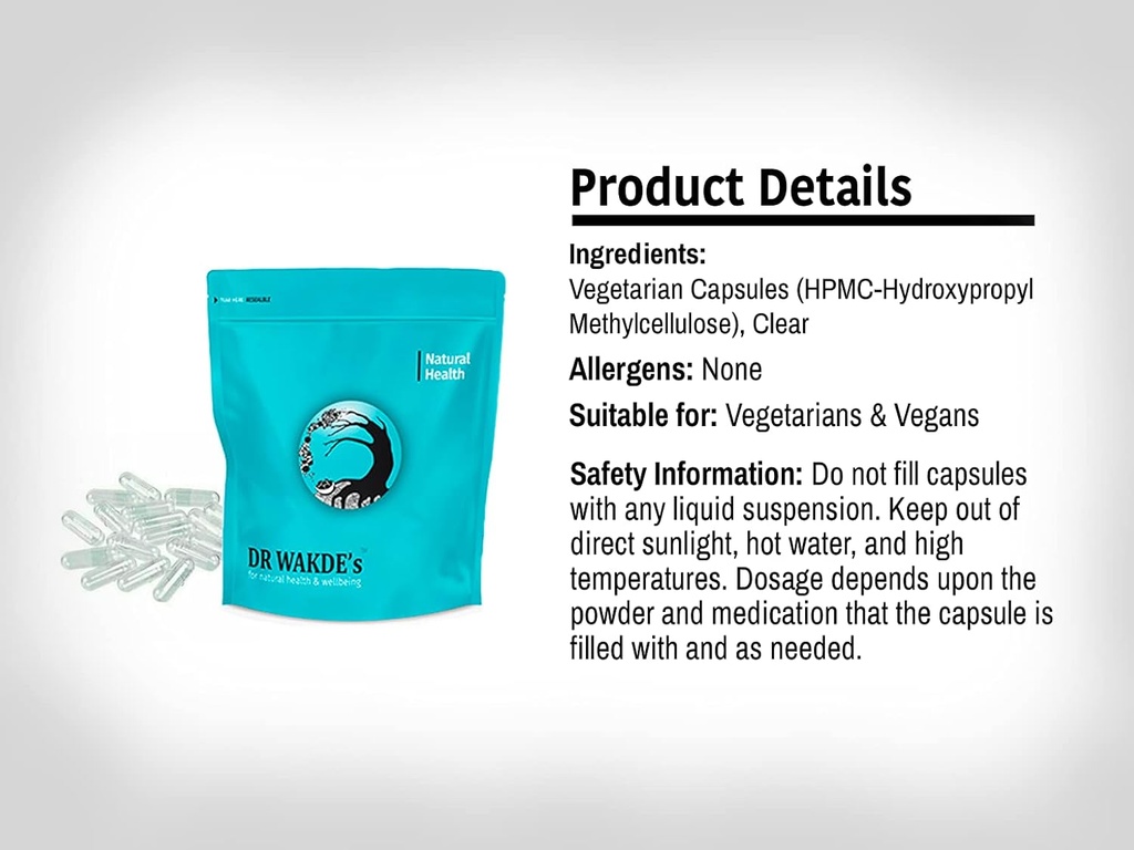 DR WAKDE'S Natural Health Care, London Vegetarian Capsules | Size 00 | 10000 Capsules | HPMC Clear | Vegan | Non-Gelatin | Available in 1000-70,000 Quantities | Make Your own Supplements 2