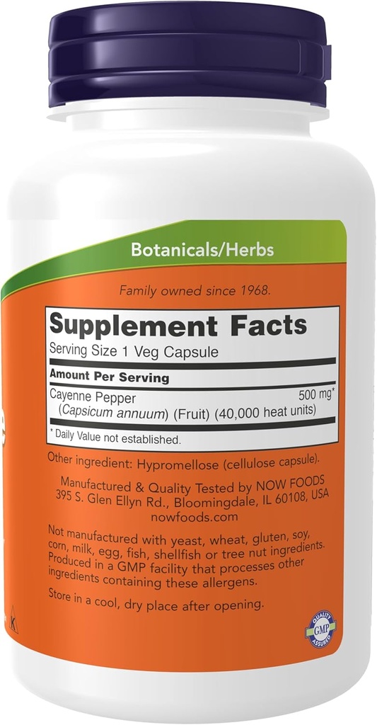 NOW Foods Supplements, Cayenne (Capsicum annuum) 500 mg, Herbal Support, for Digestive Health, 250 Veg Capsules 3